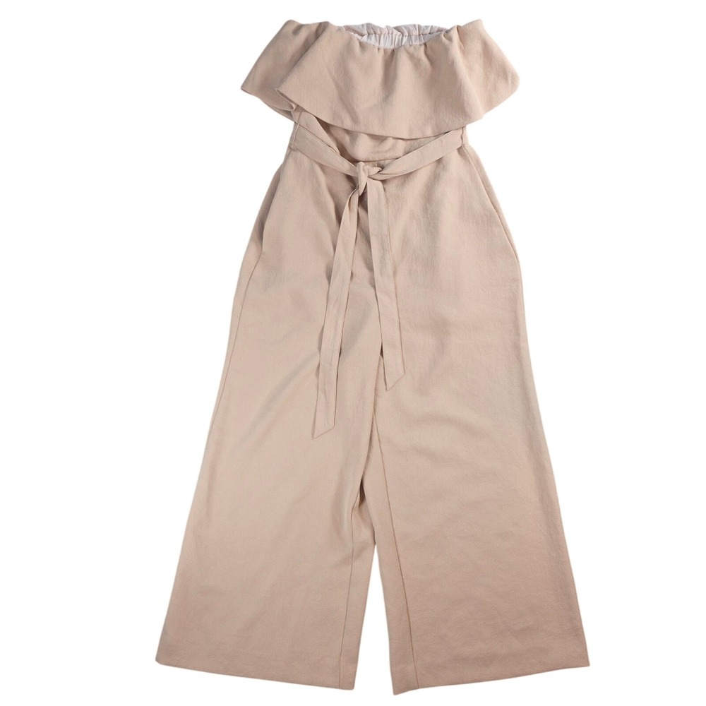 Aritzia Babaton Women 4 Blush Pink Flutter Jumpsuit Off Shoulder Wide Leg Ruffle